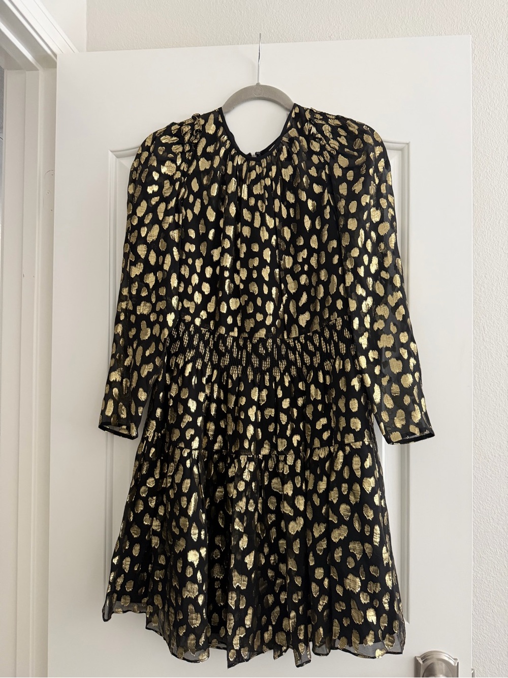 Black Dress with Metallic Gold Leopard Print